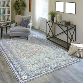 Vernal Adora Machine Washable Rug for Living Room, Bedroom, Dining Room, Grey, Copper, 152 cm X 213 cm