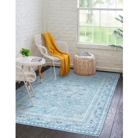 Vernal Adora Machine Washable Rug for Living Room, Bedroom, Dining Room, Pacific Blue, Sea Blue & White, 120 cm X 180 cm