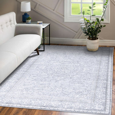 Vernal Adora Machine Washable Runner for Living Room, Bedroom, Dining Room, Light Grey, 120 cm X 180 cm