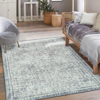 Vernal Egbert Machine Washable Rug for Living Room, Bedroom, Dining Room, Cream, Taupe & Grey, 120 cm X 180 cm