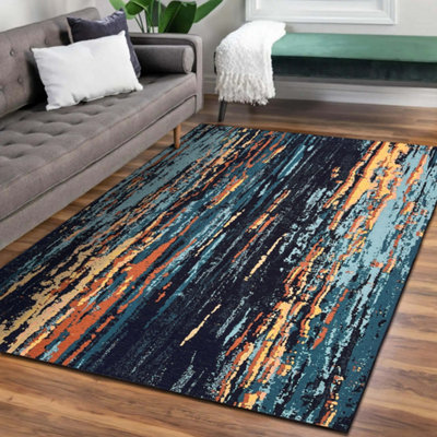 Vernal Leticia Machine Washable Rug, Dark Blue/Light Blue/Yellow , 120 cm x 180 cm