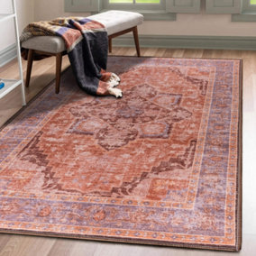 Vernal Peoria Rust, Brown and Grey Machine Washable Rug , 152 cm x 213 cm