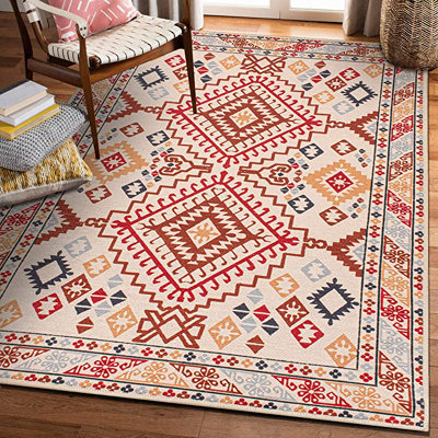 Vernal Yonker Machine Washable Rug, Red/Brown/Beige , 120 cm x 180 cm