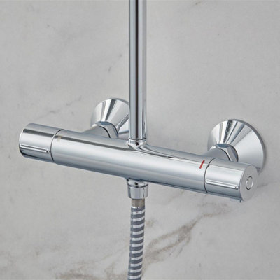 Hansgrohe Waterforms HP Rear-Fed Exposed Chrome Thermostatic Mixer Shower - 4