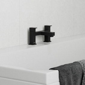 Vernis Shape 2-hole rim matt black mounted bath filler