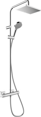 Vernis Shape exposed showerpipe 230 1 jet with thermostat chrome