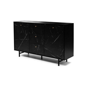 Veroli 01 Sideboard Cabinet - Elegance in Black Marble & Black Matt - W1500mm x H900mm x D410mm