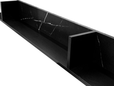 Veroli 02 Wall Shelf - Sleek Storage Solution in Black and Marble Finish - W1350mm x H200mm x D150mm