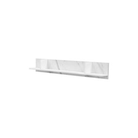 Veroli 02 Wall Shelf - Sleek Storage Solution in White and Marble Finish - W1350mm x H200mm x D150mm