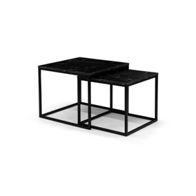 Veroli 06 Black Coffee Table Set - Sleek Nesting Duo for Contemporary Spaces - W650mm x H530mm x D650mm / W550mm x H480mm x D550mm