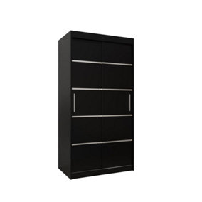 Verona 01 Contemporary 2 Sliding Door Wardrobe 5 Shelves 2 Rails Black Matt (H)2000mm (W)1000mm (D)620mm