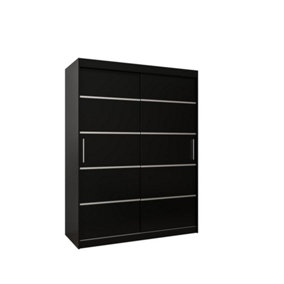 Verona 01 Contemporary 2 Sliding Door Wardrobe 5 Shelves 2 Rails Black Matt (H)2000mm (W)1500mm (D)620mm