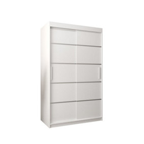 Verona 01 Contemporary 2 Sliding Door Wardrobe 5 Shelves 2 Rails White Matt (H)2000mm (W)1200mm (D)620mm