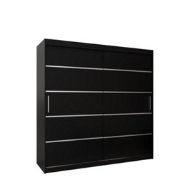 Verona 01 Contemporary 2 Sliding Door Wardrobe 9 Shelves 2 Rails Black Matt (H)2000mm (W)2000mm (D)620mm