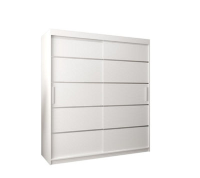 Verona 01 Contemporary 2 Sliding Door Wardrobe 9 Shelves 2 Rails White Matt (H)2000mm (W)1800mm (D)620mm