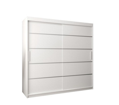 Verona 01 Contemporary 2 Sliding Door Wardrobe 9 Shelves 2 Rails White Matt (H)2000mm (W)2000mm (D)620mm