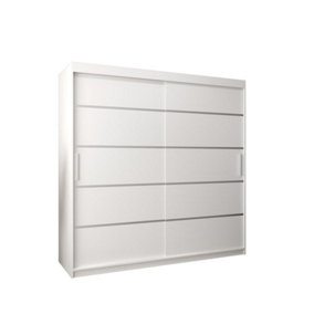 Verona 01 Contemporary 2 Sliding Door Wardrobe 9 Shelves 2 Rails White Matt (H)2000mm (W)2000mm (D)620mm
