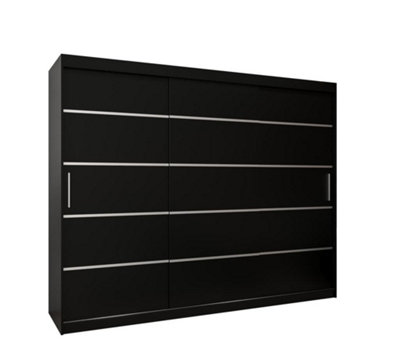 Verona 01 Contemporary 3 Sliding Door Wardrobe 9 Shelves 2 Rails Black Matt (H)2000mm (W)2500mm (D)620mm