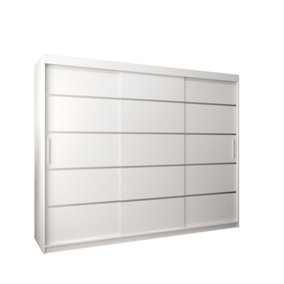 Verona 01 Contemporary 3 Sliding Door Wardrobe 9 Shelves 2 Rails White Matt (H)2000mm (W)2500mm (D)620mm