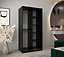 Verona 02 Contemporary 2 Mirrored Sliding Door Wardrobe 5 Shelves 2 Rails Black Matt (H)2000mm (W)1000mm (D)620mm