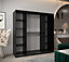 Verona 02 Contemporary 2 Mirrored Sliding Door Wardrobe 9 Shelves 2 Rails Black Matt (H)2000mm (W)2000mm (D)620mm