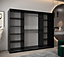 Verona 02 Contemporary 3 Mirrored Sliding Door Wardrobe 9 Shelves 2 Rails Black Matt (H)2000mm (W)2500mm (D)620mm