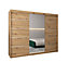 Verona 02 Contemporary 3 Mirrored Sliding Door Wardrobe 9 Shelves 2 Rails Oak Artisan Effect (H)2000mm (W)2500mm (D)620mm