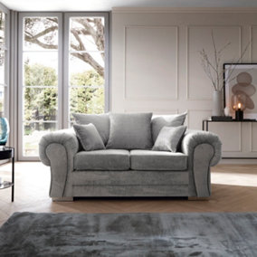 Verona 2 Seater Sofa in Light Grey Crushed Chenille