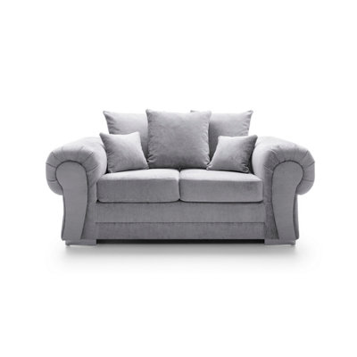 Verona 2 Seater Sofa in Light Grey Crushed Chenille