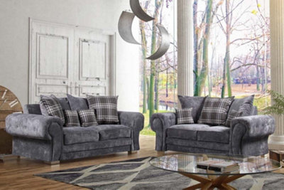 Verona 3&2 Seater Sofa Set Chenille Fabric Grey