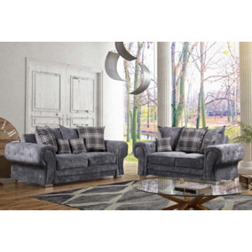 Verona 3&2 Seater Sofa Set Chenille Fabric Grey