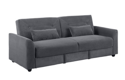 Verona 3-Seater Clic Clac SofaBed, Ribbed Fabric, Large Hidden Storage, Space Saving Sofa, with Pocket Spring Seats, Grey