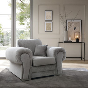 Verona Armchair in Light Grey in Crushed Chenille