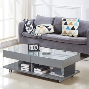 Verona Coffee Table High Gloss Coffee Table for Living Room Centre Table Tea Table for Living Room Furniture Grey