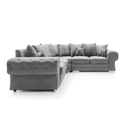 Verona Corner Sofa in Light Grey Linen Fabric