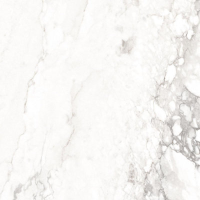 Verona Gloss White Marble Effect Porcelain Wall & Floor Tile - Pack of 38 Tiles, 13m² - (L)600(W)600mm