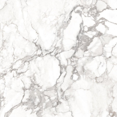 Verona Gloss White Marble Effect Porcelain Wall & Floor Tile - Pack of 38 Tiles, 13m² - (L)600(W)600mm