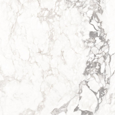 Verona Gloss White Marble Effect Porcelain Wall & Floor Tile - Pack of 38 Tiles, 13m² - (L)600(W)600mm