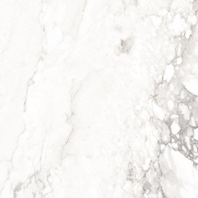 Verona Gloss White Marble Effect Porcelain Wall & Floor Tile - Pack of 76 Tiles, 27m² - (L)600(W)600mm