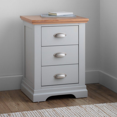 Verona Grey 3 Drawer Bedside Only | DIY at B&Q