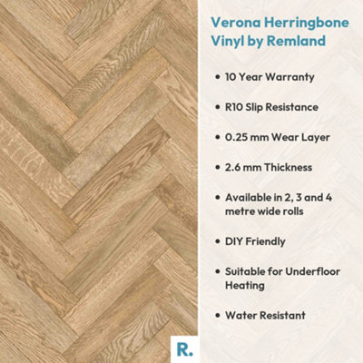 Verona Herringbone Vinyl by Remland (1.00 m x 2.00 m)
