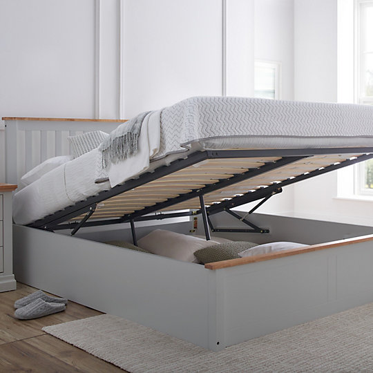 Verona Ottoman Bed - Grey - Double Bed Frame Only | DIY at B&Q