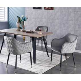 Verona Rocco Walnut LUX Dining Set with 4 Grey Velvet Chairs