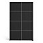 Verona Sliding Wardrobe 120cm in Black Matt with Black Matt Doors with 2 Shelves
