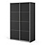 Verona Sliding Wardrobe 120cm in Black Matt with Black Matt Doors with 2 Shelves