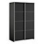 Verona Sliding Wardrobe 120cm in Black Matt with Black Matt Doors with 5 Shelves