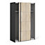 Verona Sliding Wardrobe 120cm in Black Matt with Oak Doors with 2 Shelves