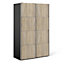 Verona Sliding Wardrobe 120cm in Black Matt with Oak Doors with 5 Shelves