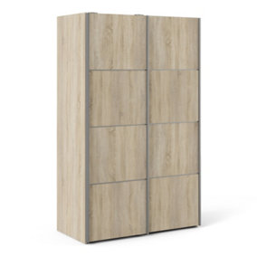 Verona Sliding Wardrobe 120cm in Oak with Oak Doors with 5 Shelves