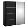 Verona Sliding Wardrobe 180cm in Black Matt with Black Matt and Mirror Doors with 5 Shelves
